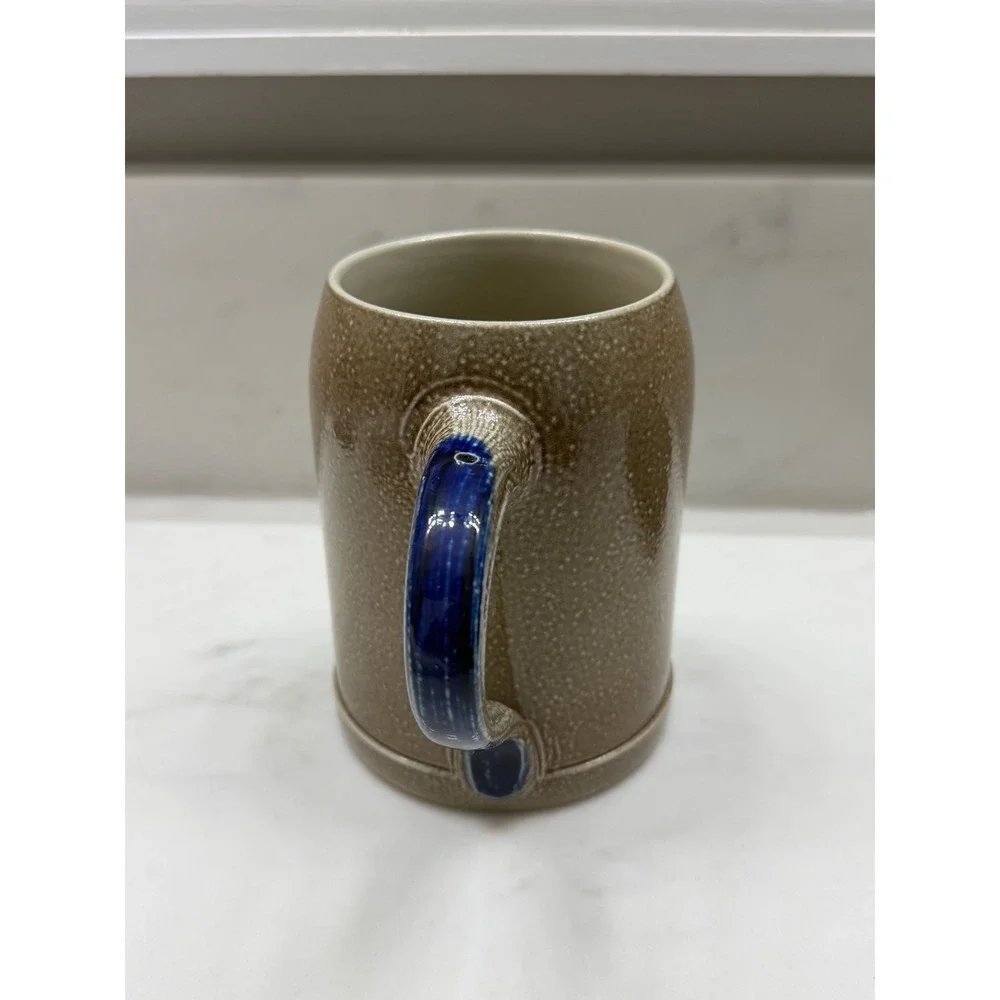 Goebel Merkelbach Saltglaze Beer Stein‎ Mug Tan Blue Size 0.5L Vintage Stoneware